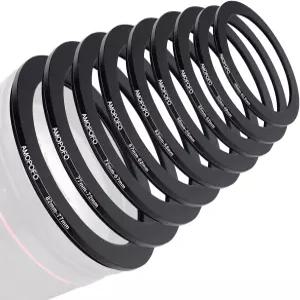 9pcs 스텝 다운 링 세트 카메라 어댑터 8277mm/7772mm/7267mm/62mm/6258mm/5855mm/5552mm/5249mm/49405mm