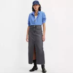 매장정품 리바이스 LEVIS 여성 칼럼 슬릿 앞트임 데님 스커트 흑청 A7512-0003 705806