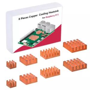 Raspberry Pi 5용 GeeekPi 8PCS 구리 방열판 열전도성 종합 테이프로 CPU 쿨러