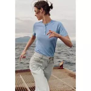 ZARA 자라 버튼 니트 탑 - 라이트 블루 3945346