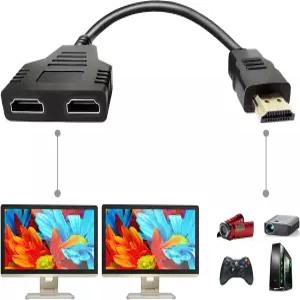 BATU HDMI 스플리터 어댑터 케이블 - HD LED LCD TV용 1 in 2 Out 남성에서 듀얼 여성으로 대 Way 두 개의