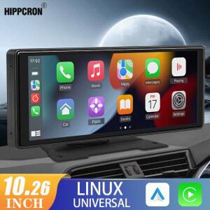카플레이 모니터 Hippcron 10 26 CarPlay 안드로이드 자동 자동차 라디오 멀티미디어 비디오 플레이어 IPS 터치 스크린 AUX USB 지원 후면보기 카메라