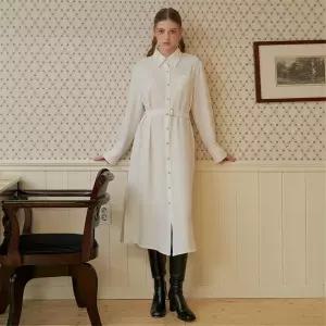 WHITE SLIT SHIRT DRESS