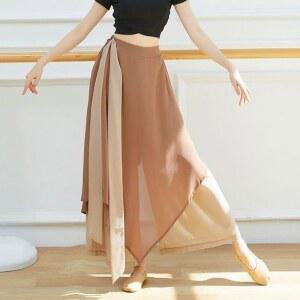 한국무용 풀치마 바지 무용복 쉬폰 긴팔 무용치마 밴딩 와이드 와이드팬츠 의상 줌바