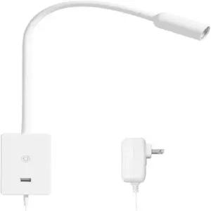 에누오텍 LED 벽걸이 독서등 침상용 조광 화이트 북 조명 5V 2A USB 포트가 있는 침실 헤드보드용 침대 옆 스팟 램프 유연한 구스넥 4단계 밝기 중립 White
