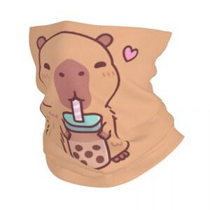 호환 귀여운 Capybara는 거품 차를 마시는 것을 좋아합니다 두건 겨울 목 따뜻한 남자 스키 각반 머리띠에 대한 방풍 랩 얼굴 스카프
