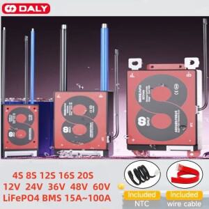 DALY 12V 24V 36V 48V 60V LiFePO4 BMS 4S 8S 12S 15S 16S 20S 배터리 보호 PCB 15A 20A 40A 60A 100A NTC