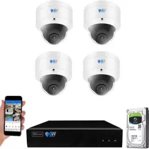 GW Security 8 채널 NVR HD 4K 8MP 인간/차량 감지 PoE 카메라 시스템 IP 마이크 스마트 AI 돔 00피트 실외