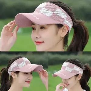 테니 골프 차단 자외선차단썬캡 니트밴딩캡 여름 모자 여성 체크 썬캡 자외선 원픽_25164121