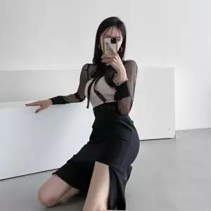 [다잇템]여자 홀복 시스루 레이스 머메이드 스판 원피스_5