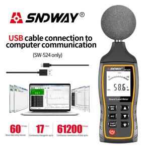SNDWAY SW-523 디지털 사운드 레벨 미터 데시벨 모니터 테스터 dB 측정 장비 휴대용 소음 오디오 감지기