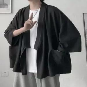 남성 기모노 가디건 하오리 셔츠 진베이 가운 오버핏