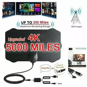 4K 고이득 HD TV DTV 박스 디지털 안테나 EU 플러그 5000 마일 부스터 활성 실내 공중 평면 디자인