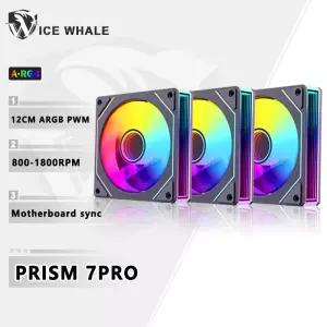 ICE Whale Prism 7 PRO ARGB PC 케이스 팬 120mm 인피니티 미러 디자인 마더보드 조명 동기화 4PIN PWM CPU