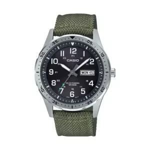Casio 카시오 MTP-S120L-3AV 남성용 시계 그린 나일론 블랙 다이얼 날짜 표시 태양광 충전 702477