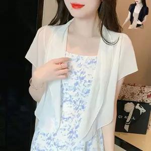(스타일하우스)가디건 카디건 CD 쉬폰 여성 원피스 코트 반팔 여름