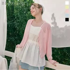 [블루레이스] 린넨 V넥 루즈핏 니트 가디건_B6M1KC4831