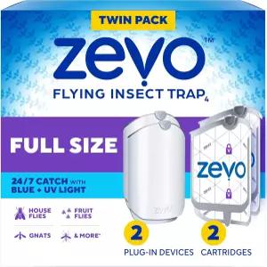 Zevo 플라잉 곤충 트랩 2개와 리필 카트리지 2개 - 파리 및 실내 벌레잡이 플러그인 날벌레 집파리