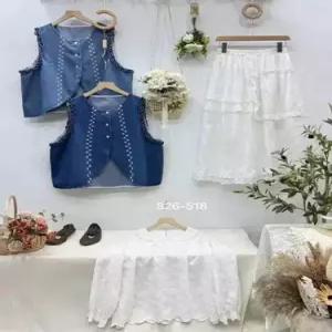 여사친 데님 여름 봄 카디건 레이어드 계열 톱 조끼 자수 KS2
