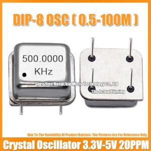 하프 사이즈 액티브 스퀘어 크리스탈 오실레이터  DIP-8  500K  500kHz  OSC 4 핀  3.3V-5V 호환  15PF  20