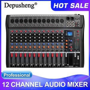 DEPUSHENG DX12 전문 오디오 믹서 12 채널 스튜디오 콘솔 USB MP3단자력 48V 팬텀 파워 DJ