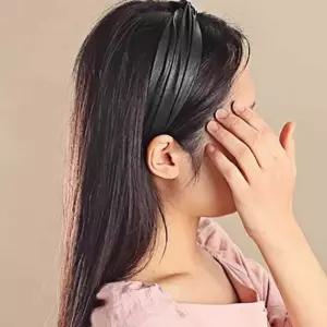 블랙 꼬임헤어 밴드 가죽헤어밴드 여성머리띠