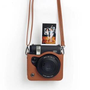 Instax Mini 99 카메라 케이스 용 가방 어깨 끈이포함 PU 가죽 커버 사진 보관