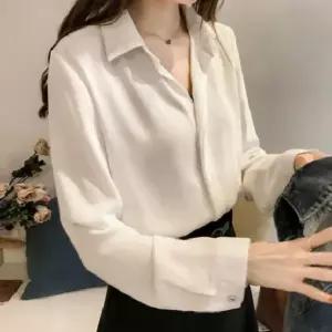 [하프클럽/]베이직 면접용 실크 블라우스 봄 가을 데일리 셔츠