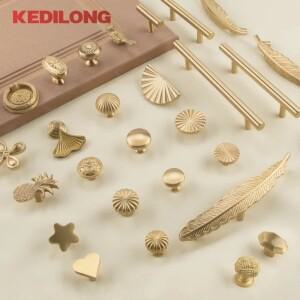 KEDLO 유럽  미니 소형멀리스트 솔리드 브래스 캐비닛 DIY  핸들 클래식  서랍 골드 손잡이 도어 롱