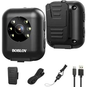 BOBLOV W4 바디 착용 카메라 64GB 1080P 확장 메모리 5시간 녹화용 950mAh 배터리 시간 및 날짜 스탬프 지