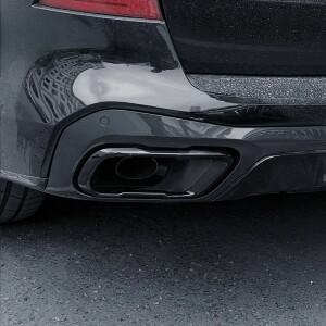 2개 배기 머플러 테일 파이프 커버 트림 스테인리스 스틸 블랙 BMW 호환 X5 G05 2019-2023 X6 G06 2019-202
