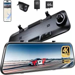 Pelsee P12 플러스 4K 후방 뷰 미러 카메라 ADAS 및 BSD 포함 5.8GHz WiFi 대시 캠 전면 후면 차량용 백업