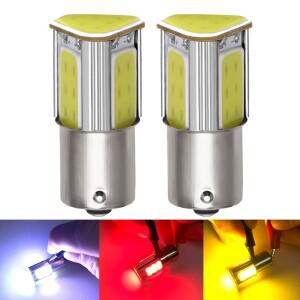 LED COB 자동차 브레이크등 1156 P21w Ba15s Bay15d P215W 흰색 빨간색 노란색 전구 후방 방향 지시등 주차