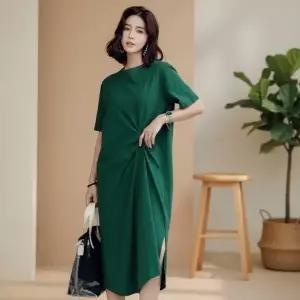 [다잇템] 여성 U넥 반소매 릴렉스핏 꼬임 원피스24587640588872