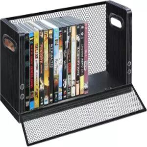 PUTNATRUE DVD/블루레이 보관 랙 선반 최대 28개의 케이스 수용 가능 데스크탑의 CD 비디오 게임 VHS 탭
