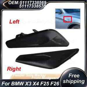 BMW 호환 X3 X4 F25 F26 51117338569 51117338570 전면 좌우 블랙 펜더 패널 사이드 마커 피니셔 글로시 트