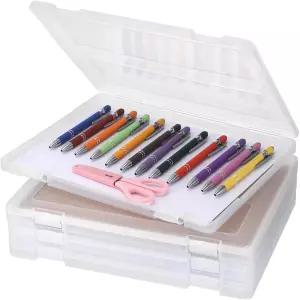 4Pcs 아트 크래프트 정리함 보관 케이스 종이 보관함 투명 보드 게임 용기에 담긴 12.5 x 9.4 0.9 뚜껑이