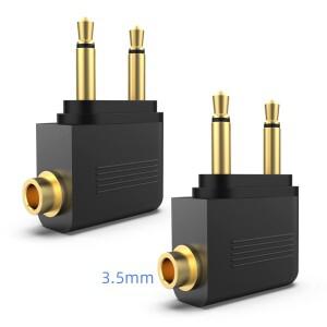 비행 중 엔터테인먼트 시스템용 헤드폰 어댑터 듀얼 3.5mm TS 남성 - 여성 항공 회사 변환기 플러그