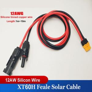 12AWG(1m~10m) XT60H-F 태양광 실리콘 연장 케이블 발전기, 배터리 뱅크용 XT60 어댑터에 대한 패널 커넥터