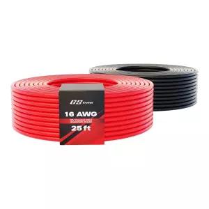 GS Power 50피트 CCA 16 게이지 와이어 오토모티브 25피트 레드 및 블랙 16AWG 12V 스피커 전기 저전압