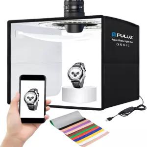 PULUZ 10x10 인치 포토 라이트 박스 접이식 휴대용 미니 104PCS LED CRI 95 12 가지 색상 사진 배경 주얼리