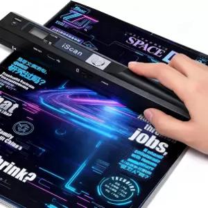 A4 문서 스캐너 16GB 메모리 카드가 장착된 휴대용 사진 미니 핸드헬드 영수증 컴퓨터용 USB 연결 블랙