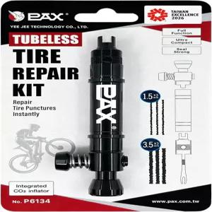 PAX 4-in-1 튜브리스 자전거 타이어 펑크 수리 키트 - CO2 인플레이터 헤드 프레스타 밸브 코어 리무버 5mm