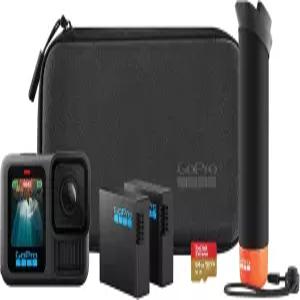 GoPro HERO13 블랙 액세서리 번들 - 핸들러 엔듀로 배터리 2개 커브드 접착 마운트 64GB 마이크로SD 카드