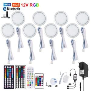 스마트 12V 와이파이 블루투스 LED 캐비닛 조명 RGB 24키 44키 리모컨 전원 키트 주방 선반 옷장 디스플레