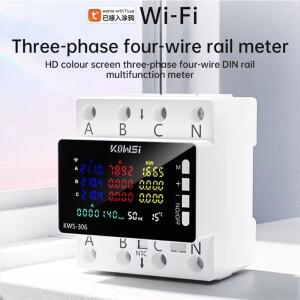 KWS-306WF WIFI 에너지 미터 전력계 DIN 레일 3상 4선 전압 AC 85-290V 전류계 전력량계Kwh 컬러 스크린