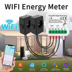 Tuya Wifi 스마트 에너지 미터 80A 전류 센서 태양 광 PV 시스템 전력 생산 소비 양방향 모니터 APP 제어