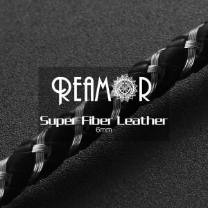 REAMOR 블랙 슈퍼 섬유 가죽 스트링 로프, 스틸 와이어 브레이드 코드 팔찌 파인딩, DIY 쥬얼리 제작, 1m,
