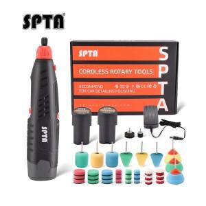 SPTA 12V 무선 로터리 미니 자동차 폴리 셔, 전기 드릴, 5,000-25,000 RPM 소형 버퍼 셔 폼 패드 세트