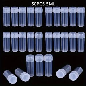 50Pcs 5ML 플라스틱 샘플 작은 병 유리 병 저장 유리 병 저장 용기 실험실 분말 샘플에 대 한 스크류 캡과